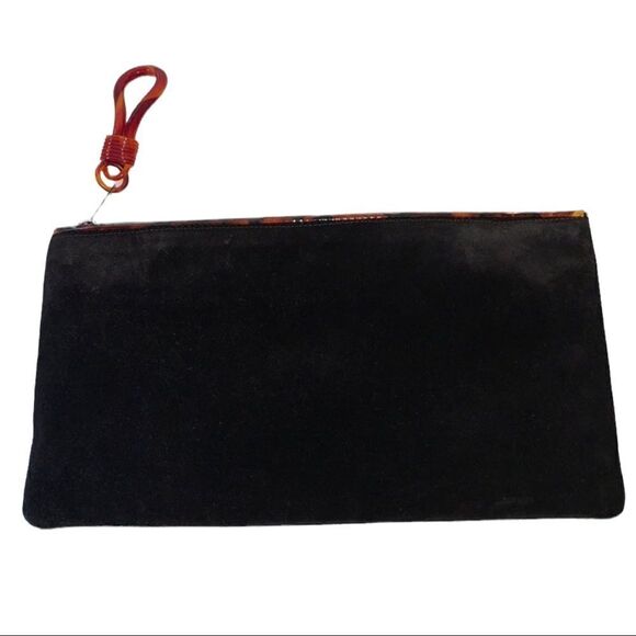 Shirl Miller Ltd Vintage Suede Clutch with Tortoise Shell Trim - Picture 2 of 8